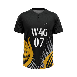 Camiseta de Béisbol Personalizada para Hombre con Cuello en V, Logotipo Frontal con Parches Personalizados, Transpirable, de Secado Rápido, de Poliéster/Algodón - Product Image 4