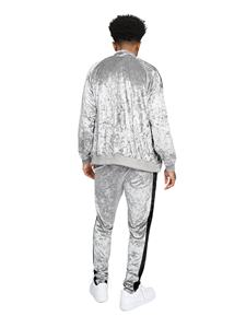 Tendance actuelle : Combinaisons en velours pour hommes avec fermeture éclair et bande latérale, coupe ajustée, 2 pièces, fermeture éclair sur le devant, velours rayé, ensembles de survêtement - Product Image 5