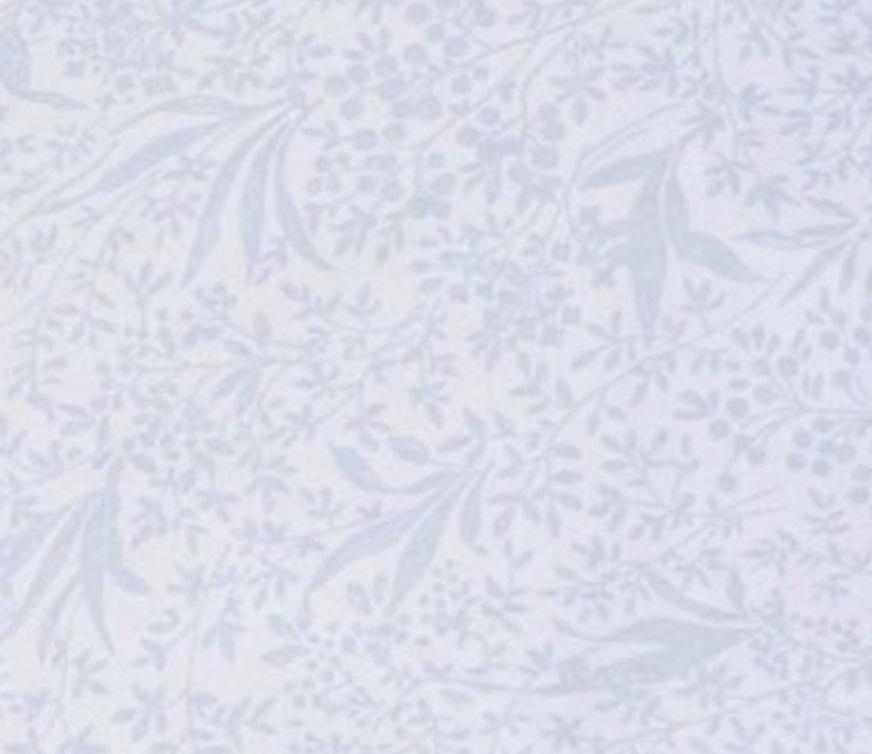 พื้นหลังสีขาวที่มีใบสีฟ้าขนาดเล็ก