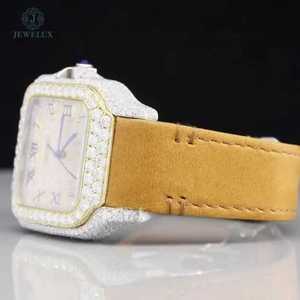 Premium <b>Men's</b> Moissanite Diamond Hip Hop Style <b>Watch</b> Fully Iced Stainless Steel Band Quartz Analog Wristwatch - Product Image 5