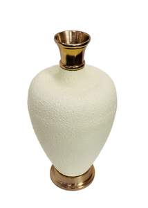 Modern white <b>textured</b> flower <b>vase</b> with golden top and base for living room and bedroom with premium handcrafted finished look - Product Image 4