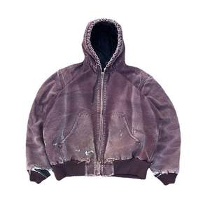 Sudadera con capucha personalizada Hombres Sun Dyed Ripped Sudaderas con capucha de gran tamaño Algodón de peso pesado Lavado con ácido Sudadera con capucha desgastada - Product Image 3