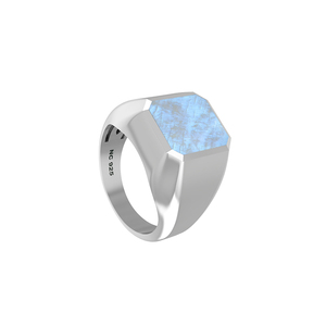 Anillo de Plata de Ley 925 para Hombre, Clásico, con Piedra Lunar Arcoíris, Engaste de Bisel, Octagonal, Regalo Único para Él, Cumpleaños, Aniversario, Fiesta - Product Image 3