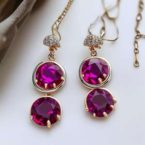 Belles boucles d'oreilles pendantes en argent sterling 925 plaqué or 18 carats avec tourmaline rose bijoux de fiançailles pour fête de mariage femmes - Product Image 3