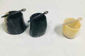 Buffalo horn <b>egg</b> cup with a horn spoon - Product Image 3