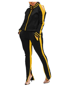 ชุดวอร์ม2ชิ้นแบบลำลองของผู้หญิงชุดวอร์มสำหรับฤดูหนาวชุดวอร์มผ้าคอตตอนเนื้อนุ่มผ้าโพลีเอสเตอร์ยืดหยุ่น - Product Image 1