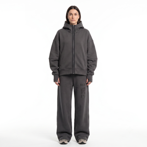 Conjunto Deportivo de Felpa Francesa para Mujer, con Sudadera con Cremallera Extra Grande y Pantalones Anchos, Etiqueta Personalizada OEM Premium - Product Image 1