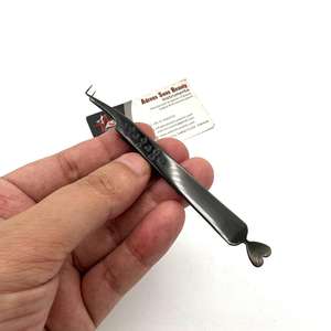 Pince à épiler plasma noire à 90 degrés avec impression de logo personnalisée, en acier inoxydable durable, service OEM pour les cils, avec des cœurs - Product Image 4