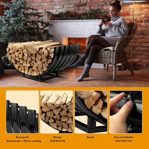 Support de bois de chauffage et de jardinière en acier à double usage, intérieur et extérieur, pour un stockage stable des bûches dans la maison ou le jardin - Product Image 2