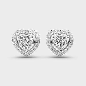 Pendientes de tuerca de diamante cultivado en laboratorio con forma de corazón de color oro blanco de 18K para mujer, producto a granel hecho a mano - Product Image 2