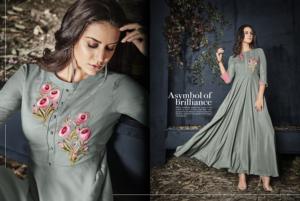 Heavy Riyon Long Kurti con trabajo de bordado para venta en línea - Product Image 2