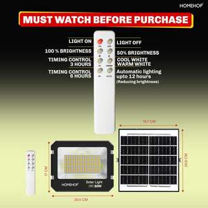 Lámpara Solar LED Inalámbrica Automática para Exteriores, Resistente al Agua, de 80 Vatios, para Hogar y Jardín (4 Ah, ABS, 3 Colores) - Product Image 2