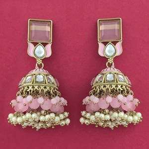 Indo Western meenakari ต่างหูระย้ากับ Mehndi ชุบเครื่องประดับเทียมขายส่งในสไตล์แฟชั่นอินเดีย - Product Image 3