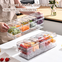 Boîte de rangement alimentaire en PET transparent empilable à 5 compartiments avec couvercles, pour condiments réfrigérés, fruits et légumes
