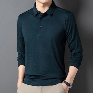 Camiseta de polo de corte ajustado naranja elegante para hombre, ropa de calle básica cómoda, ropa de lona de algodón con patrón sólido, camiseta sin logotipo - Product Image 4