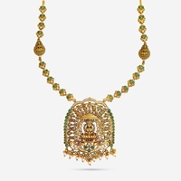 Collier authentique en argent de style temple, bijoux hindous pour femmes, inspiré des traditions culturelles, finition or oxydé, pierres rubis et rubis-vertes, religieux