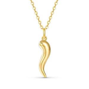Collier en argent sterling Jeulia avec pendentif corne italienne - Plaqué or, porte-bonheur chrétien, cadeau - Product Image 1