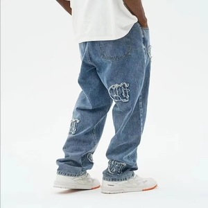 กางเกงยีนส์ปักลายสำหรับผู้ชายปรับแต่งได้ใส่ได้ทุกวันดีไซน์สีพื้น - Product Image 4