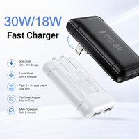 Chargeur mural rapide 18W 30W, prise américaine, USB a + USB C, double port, PD QC, adaptateur de charge rapide, 100-240V, chargeur de téléphone de voyage