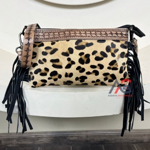 Nouveau sac à bandoulière en cuir véritable à franges, fait main, imprimé animal, sac à main élégant pour femme, de haute qualité - Product Image 1