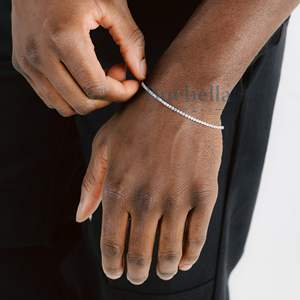 Wholesale Men's Tennis <b>Bracelet</b> 925 Sterling Silver 3mm Chain with 14k White Gold Plating Luxury Moissanite Jewelry Gift for Him - Product Image 3