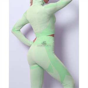 Vêtements de sport élégants avec fermeture éclair complète, nouveaux vêtements de sport taille haute, ensemble de vêtements de yoga confortables pour femmes avec service OEM - Product Image 3