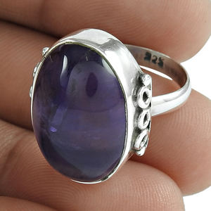 Bague de forme ovale en argent sterling 925, améthyste violette naturelle, pierre de naissance de février, fournisseurs en gros de bijoux - Product Image 1