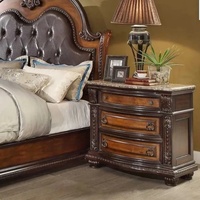 Ensemble de tables de chevet Streamdale Midcentury avec rangement, en bois de mahogany massif, finition brun foncé, taille King, meubles de chambre à coucher
