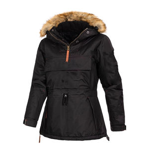 Manteau parka long pour femme à capuche avec doublure en polaire, veste d'hiver imperméable en tricot pour l'extérieur, fermeture éclair, impression de logo personnalisée - Product Image 2