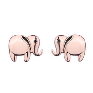 Orecchini a perno in argento sterling a forma di elefante placcati oro rosa con zirconi, perle e diamanti, motivo geometrico religioso, per feste e regali - Product Image 1