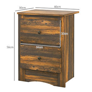 HOMCOM Rustic Style <b>Wooden</b> <b>Bedside</b> <b>Table</b> <b>with</b> 2 <b>Drawers</b>, 40x30x56 cm, Brown - Product Image 3