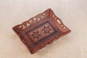 Wood Decorative Serving <b>Tray</b> for Hot & Cold <b>Drinks</b>/Vintage Rustic Decorative Handmade Sheesham Food Platter for Dining Tableware - Product Image 5