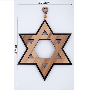 Wood Messianic Seal Ornament Sign Star Crafted in Israel Judaica Good Luck <b>Wall</b> Hanging for Jewish Occasion Gifting - Product Image 4
