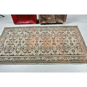 Turkish Rug, 5.4x6.6 ft Vintage Rug, <b>Brown</b> Blue Patchwork <b>Wool</b> Rug - Product Image 3