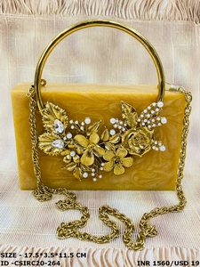 Bolso de noche de resina de lujo de diseñador hecho a mano, bolso de mano nupcial, acentos de diamantes de imitación, estilo de moda, bolso de boda, caja, monedero Acrílico - Product Image 3