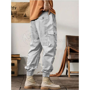Pantalones de calle para hombre con cintura con cordón y bolsillos laterales para aspecto informal urbano pantalones de calle elegantes para hombre - Product Image 4