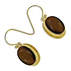 Preciosos Pendientes de Cobre con Colgante de Cuarzo Ojo de Tigre Religioso para Mujer - Product Image 1
