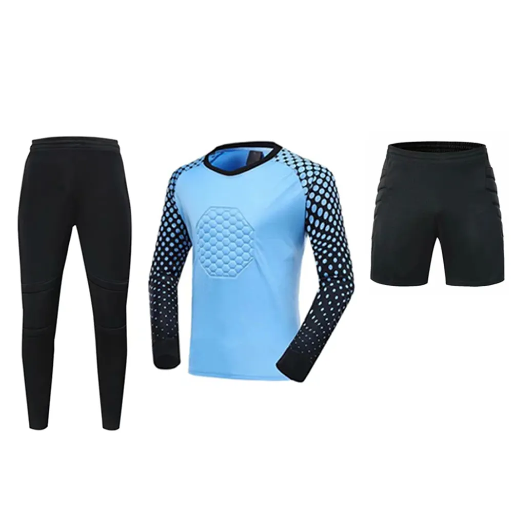 Men Long Sleeved Soccer Jersey Adult Goalkeeper Uniforms Boys Long Sleeve Goalie Shirts Pants Or Shorts