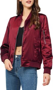 Blouson aviateur d'automne en satin à fermeture éclair avec poches pour femmes, vêtement d'extérieur coupe-vent d'hiver pour femmes, avec logos personnalisés - Product Image 4