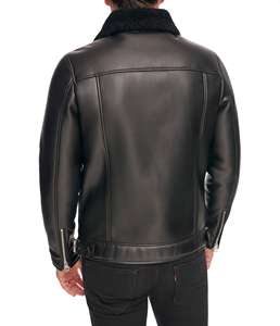 แจ็คเก็ตผู้ชายหนังแท้ lambskin พรีเมี่ยมแฟชั่นใหม่สไตล์ไฮสตรีทแจ็คเก็ตหนังปิดซิป - Product Image 3