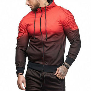 Sweat-shirt à capuche athlétique pour homme 100% coton Hiver Broderie décontractée Veste de fitness Séchage rapide Respirant - Product Image 1
