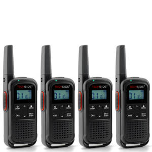 Radio TechSide TS-T3AUD+4 PMR446, 16 canaux, portée de 10 km, rechargeable par USB-C, lampe torche LED, 4 pièces - Product Image 1