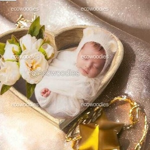 Cesta de madera para dormir para recién nacidos, Vintage cuenco con forma de corazón, cuna <span class=keywords><strong>Ideal</strong></span> y pose, accesorios de fotografía para recién nacidos - Product Image 4