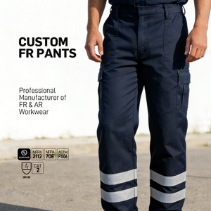 Pantaloni da <span class=keywords><strong>Lavoro</strong></span> Ignifughi OEM in Cotone FR, Abbigliamento Professionale per Elettricisti, Pantaloni Resistenti al Fuoco per Uomo - Product Image 1