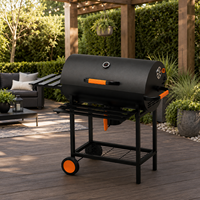 Barbecue au charbon pliable en acier de qualité supérieure certifié BSCI avec double table latérale et grille chauffante CE GS LFGB EN 1860 Usine OEM Vente en gros
