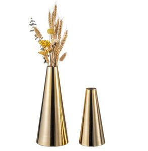 Jarrón de metal dorado alto y delgado con acento decorativo moderno elegante para esquinas de sala de estar y decoración Premium - Product Image 3