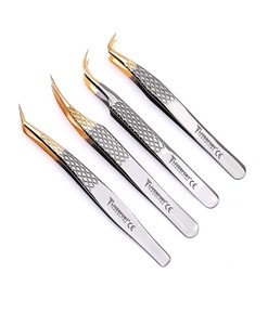 Pinzas profesionales de 4 piezas para mujeres, pinzas de precisión para vello facial, pinzas para pestañas de acero inoxidable para depilación de astillas - Product Image 6