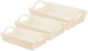 Ensemble de 3 petits plateaux en bois non finis avec poignées, design traditionnel pour mariage et décoration intérieure, ensemble imbriqué - Product Image 5