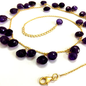 Bijoux en argent Sterling plaqué or 925, pierres précieuses améthyste, chaîne à maillons, collier tendance, vêtements de fête, colliers cadeaux de mariage - Product Image 1