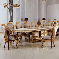 Ensemble de table et de chaises de salle à manger de style royal du Moyen-Orient, style classique populaire, table de salle à manger de villa, table de fête pour 22 personnes